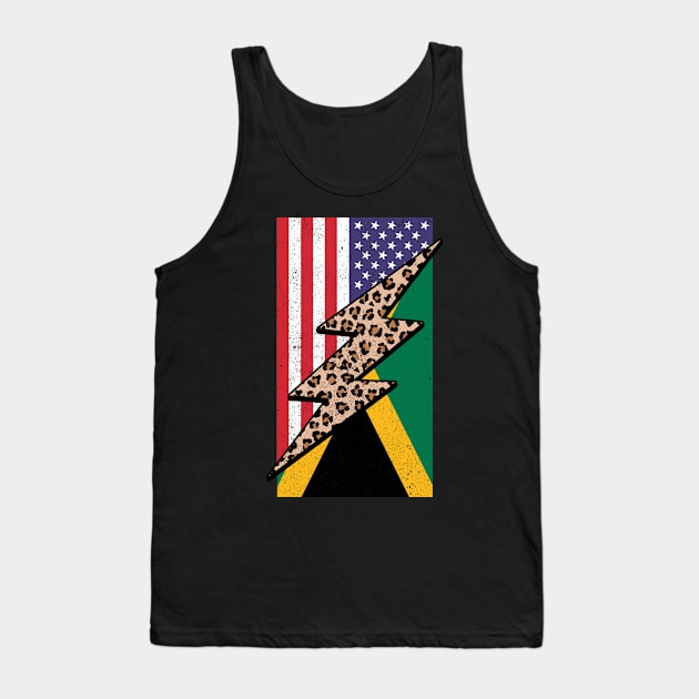 Half American Half Jamaican Leopard Print From Jamaica Tank Top by Way Down South